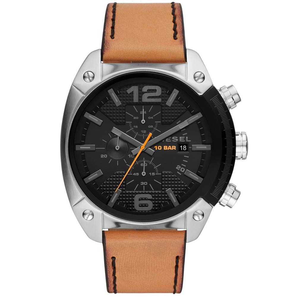 Reloj Diesel Overflow DZ4503 Fecha Cronometro Correa de Cuero Beige