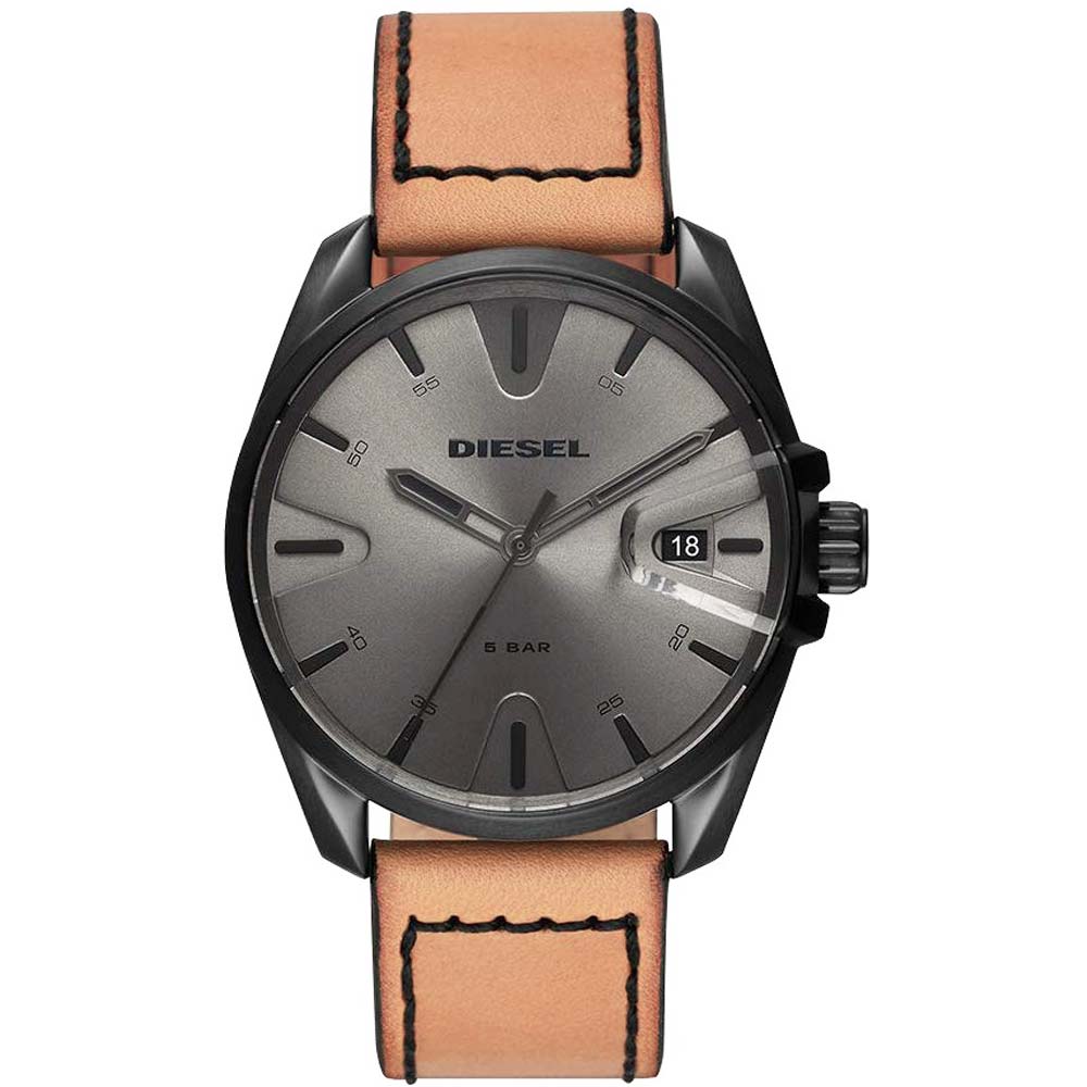 Reloj Diesel MS9 DZ1863 Fecha Correa de Cuero Beige Acero Negro Gunmetal