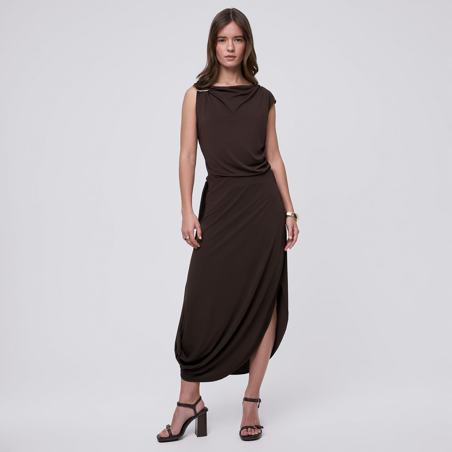 Falda Midi Mujer Lc Gold Malabar Marrón Xs