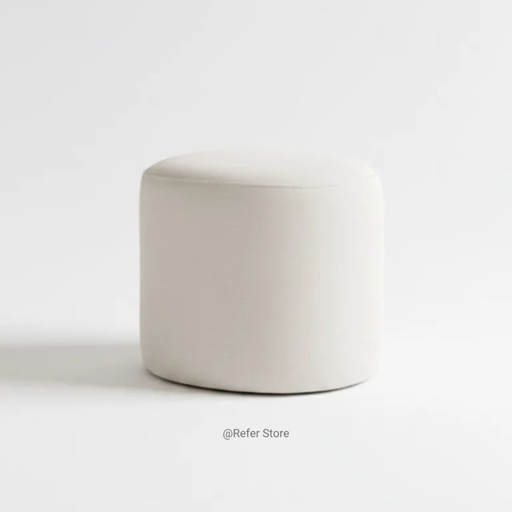 PUFF TAPIZADO EN TELA PERUANA COLOR CREMA - REFER STORE Crema