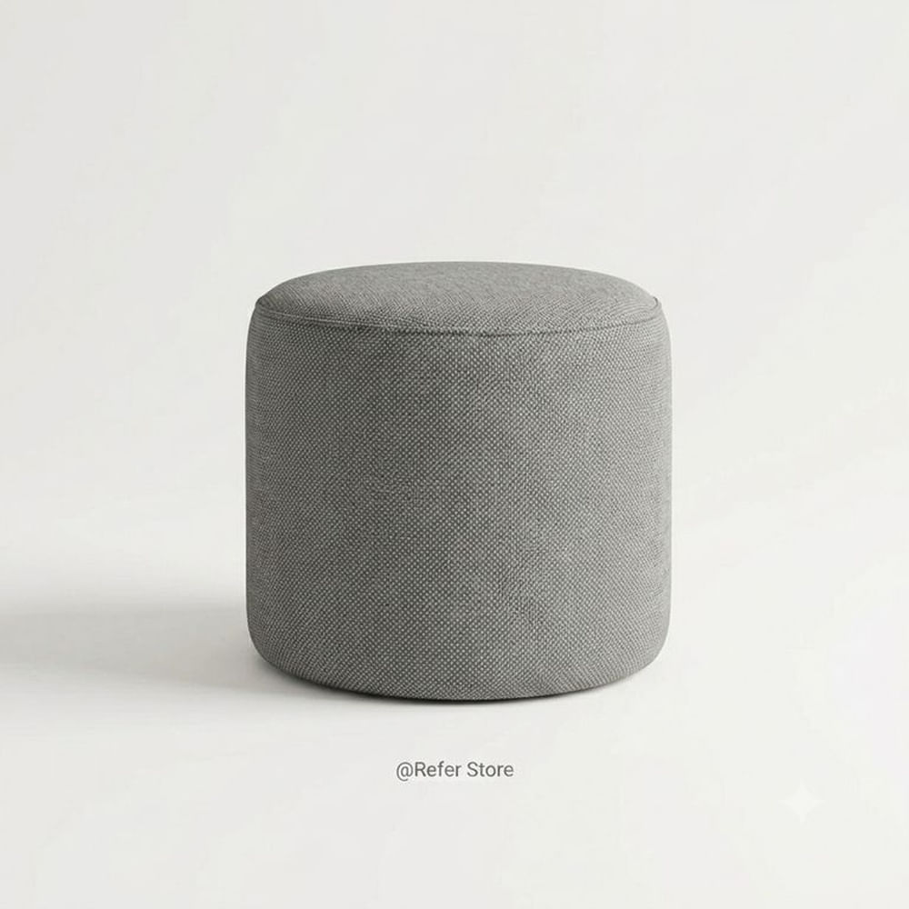 PUFF TAPIZADO EN TELA PERUANA COLOR GRIS- REFER STORE Gris