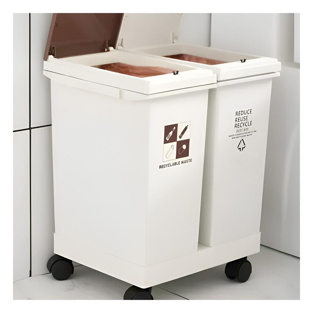 Tacho de Basura Doble 40L para Cocina y Hogar de Uso Cotidiano