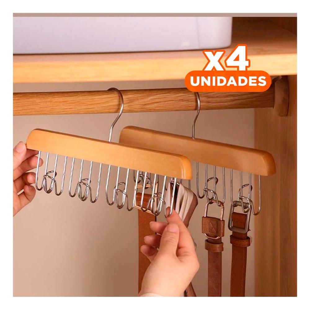 Pack4 Colgador de Madera con Ocho Ganchos para Organizar Espacios del Hogar Y Papel Regalo