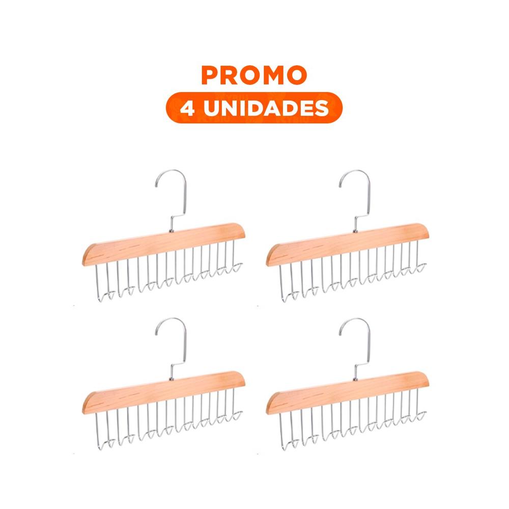 Pack4 Portaobjetos de Madera con Ocho Ganchos para Uso Practico