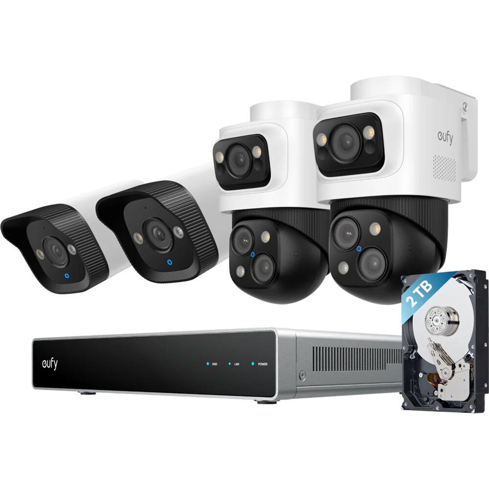 eufy Security S4 NVR 8-Channel con 2TB HDD y Kit de 4 Cámaras 2 x 16MP Bullet-PTZ y 2 x