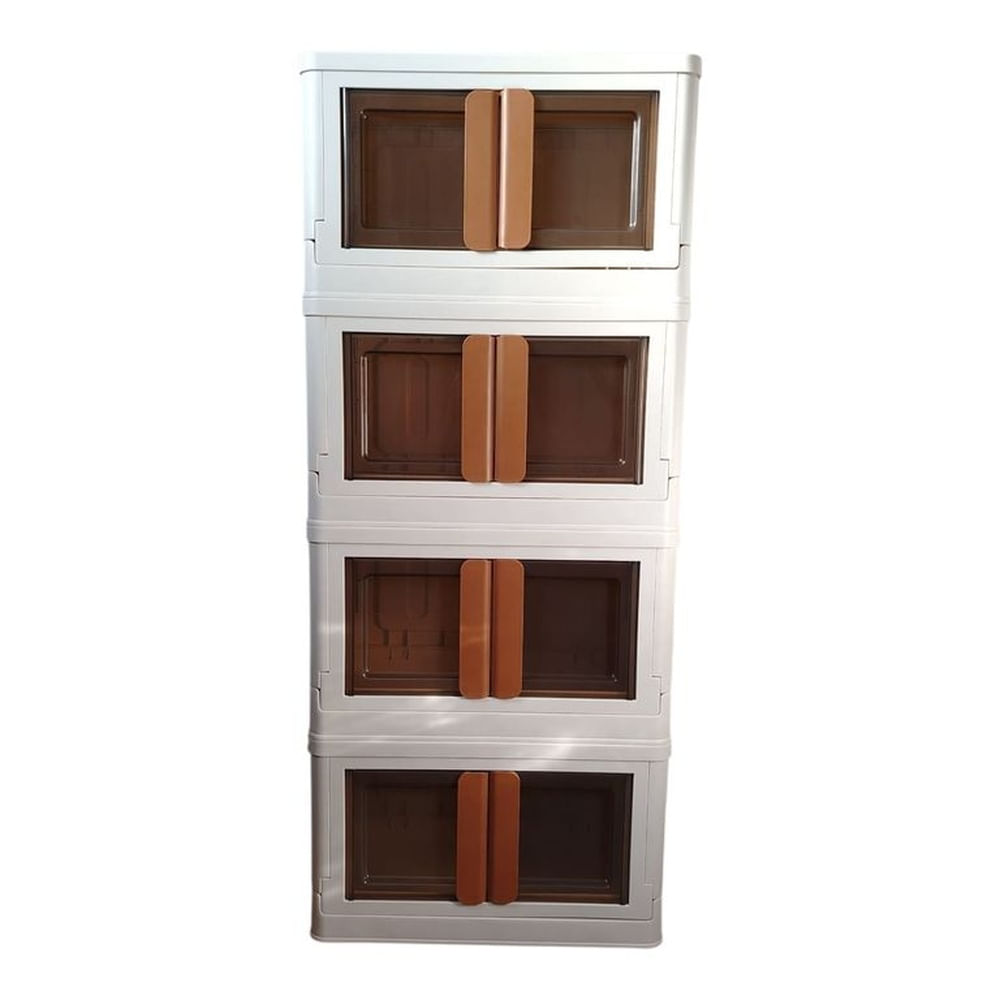 Gabinete Beige con marron con ruedas 4 niveles/ Organizador mutifuncion 4 niveles