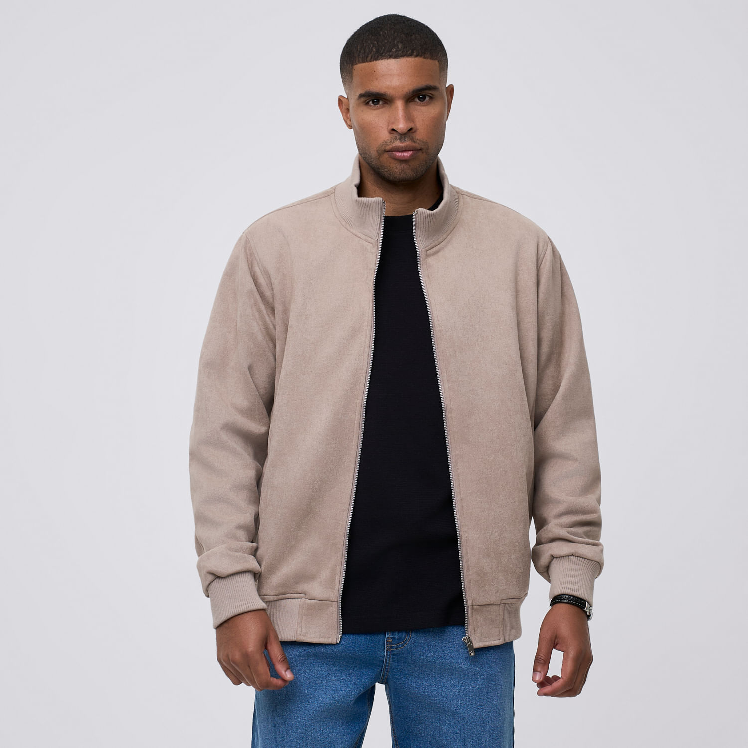 Casaca Hombre Bomber Suede Malabar Beige Talla L