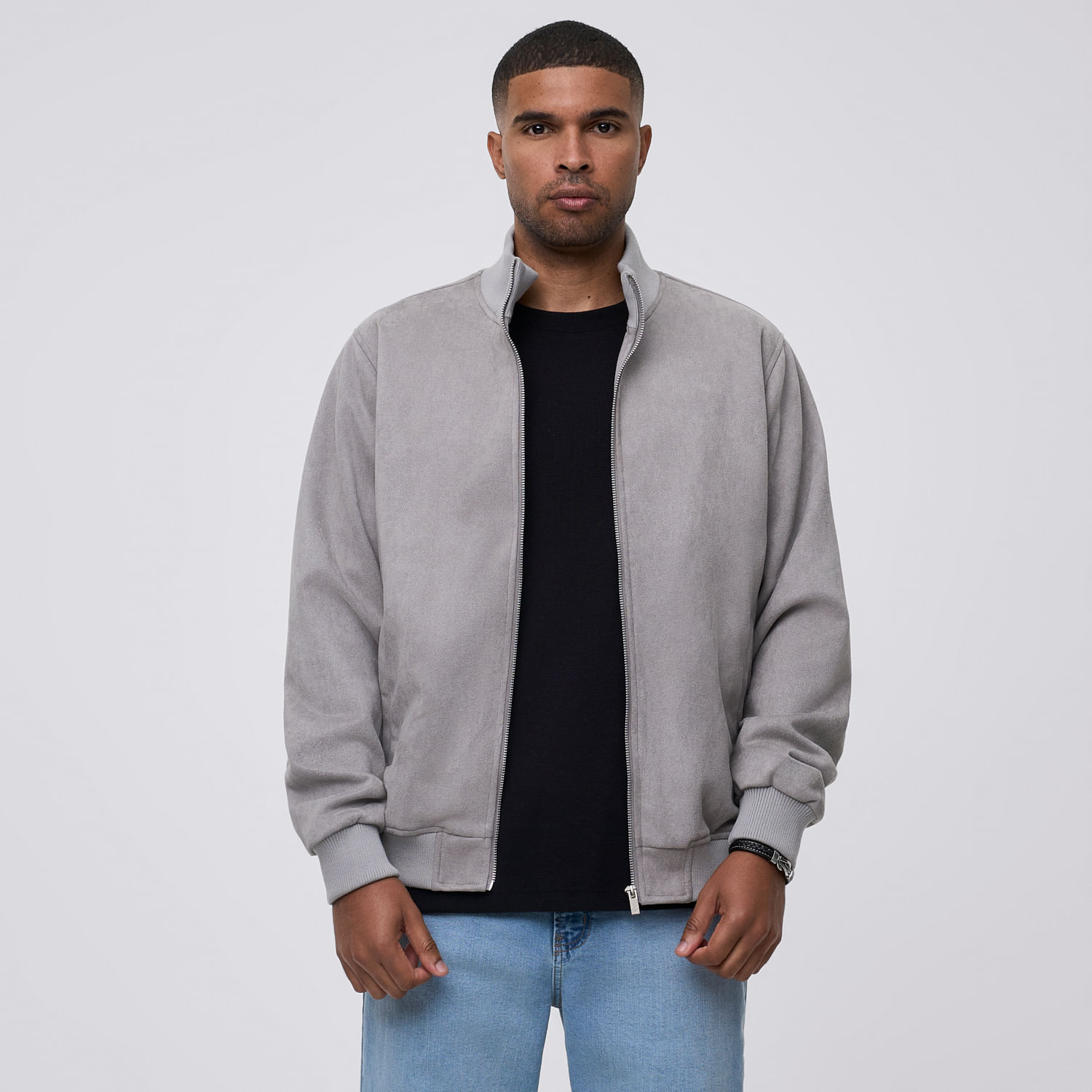 Casaca Hombre Bomber Suede Malabar Gris Talla XL