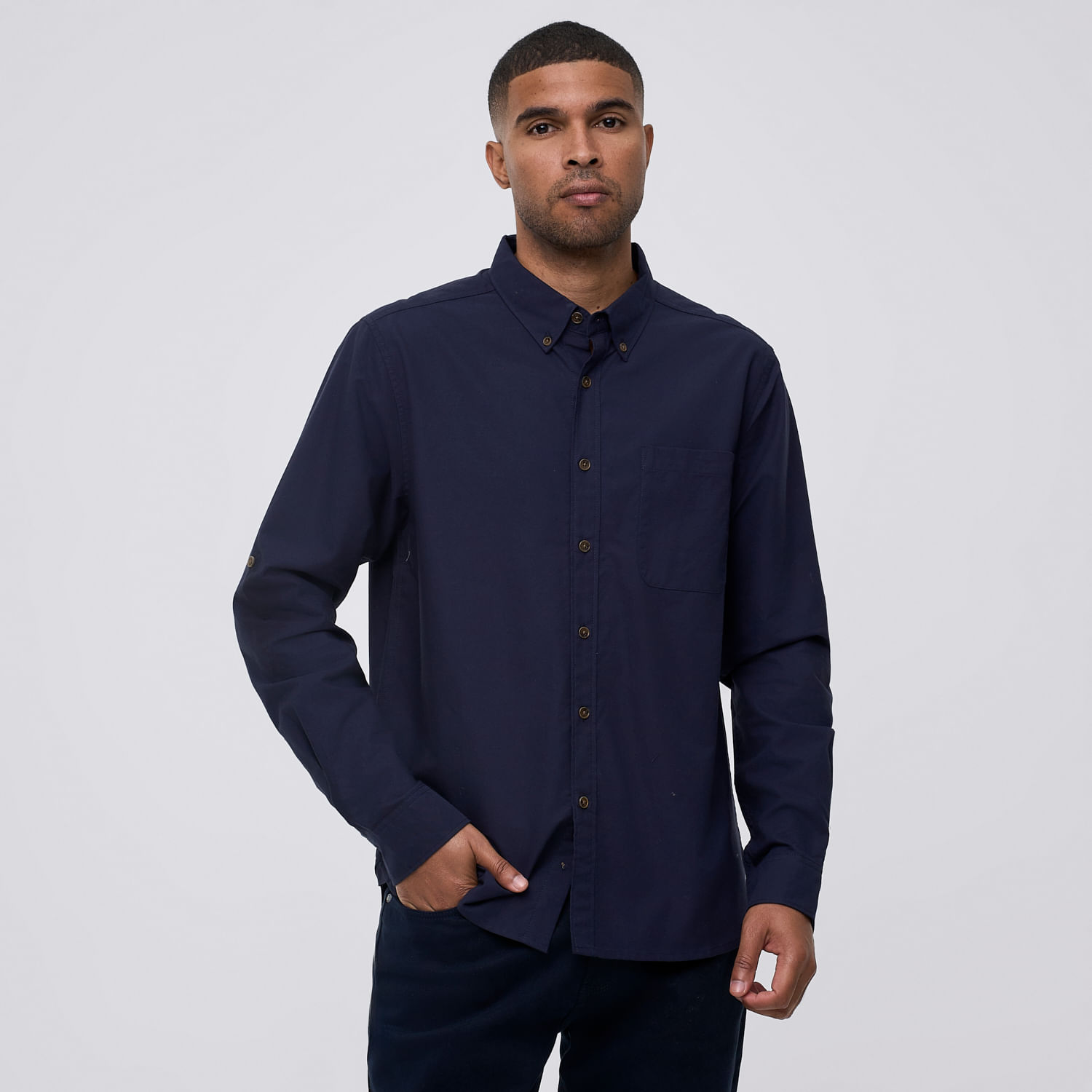 Camisa Manga Larga Hombre Rolled Up Malabar Navy Talla S
