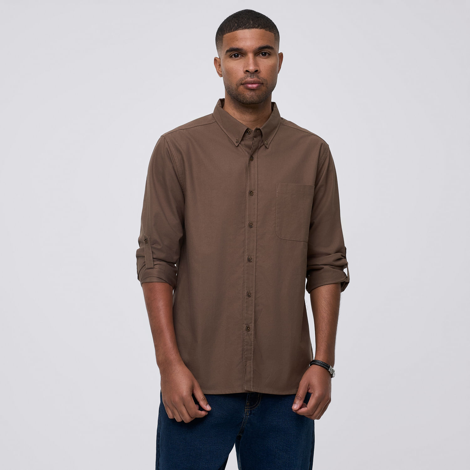 Camisa Manga Larga Hombre Rolled Up Malabar Taupe Talla L