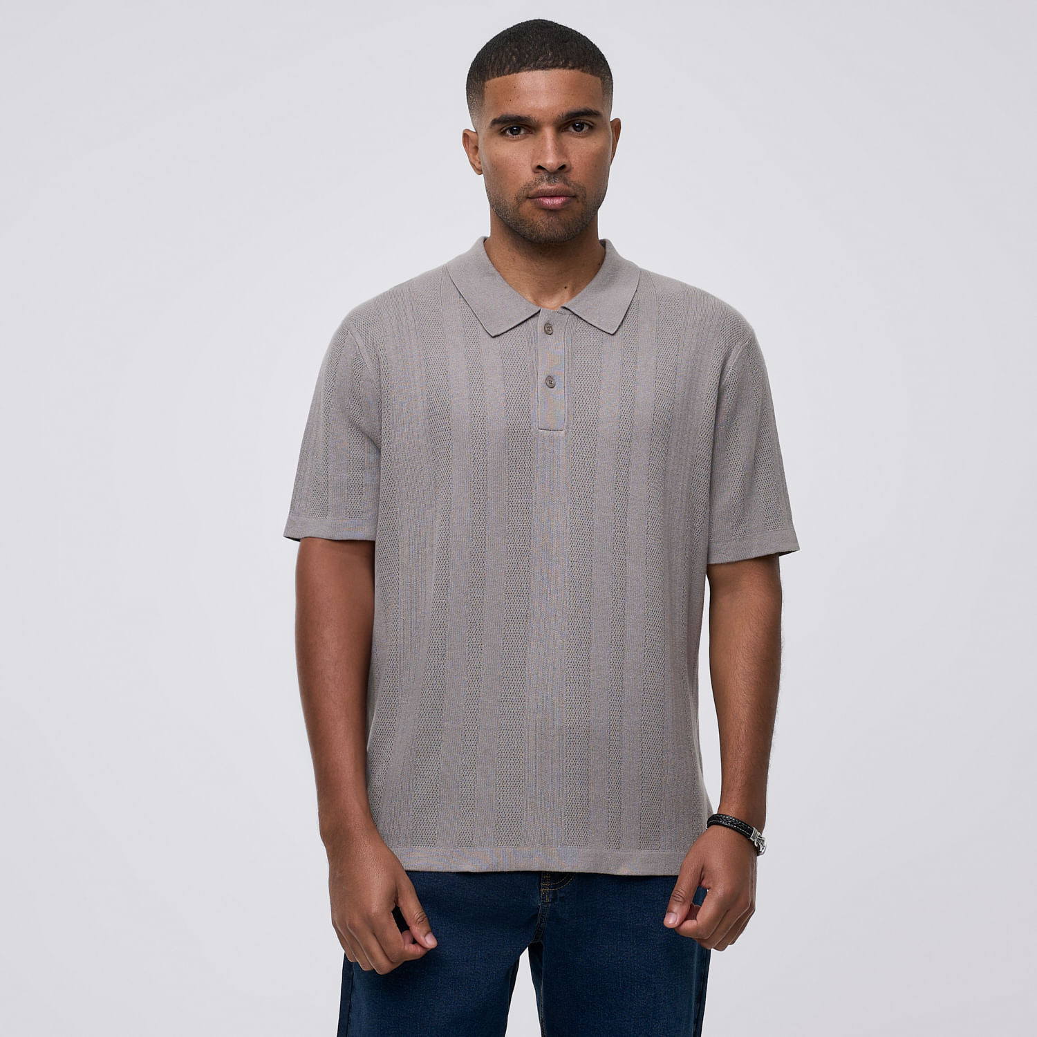 Polo Hombre Tejido Viscosa Malabar Gris Talla S