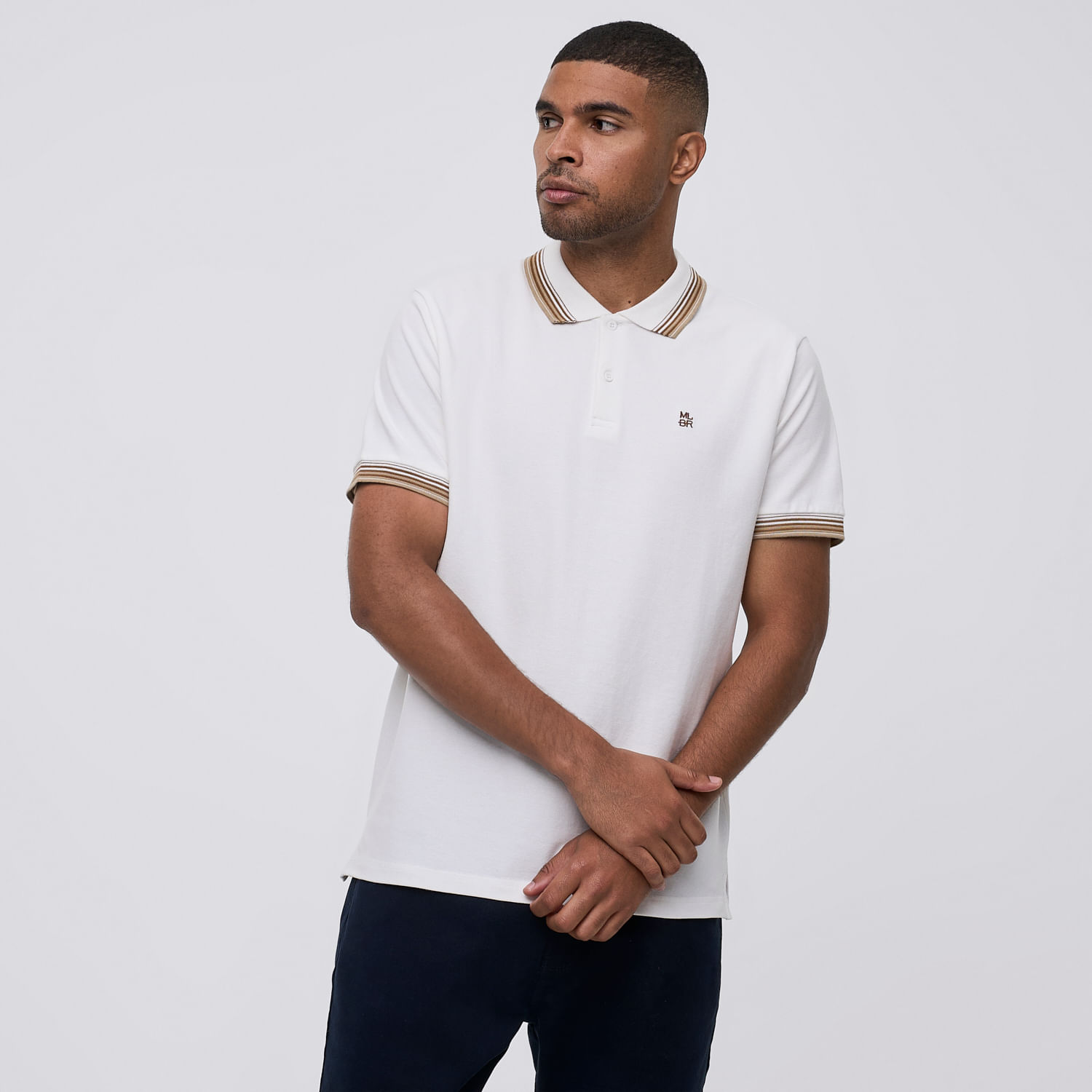 Polo Hombre Cuello Rib Malabar Ecru Talla L