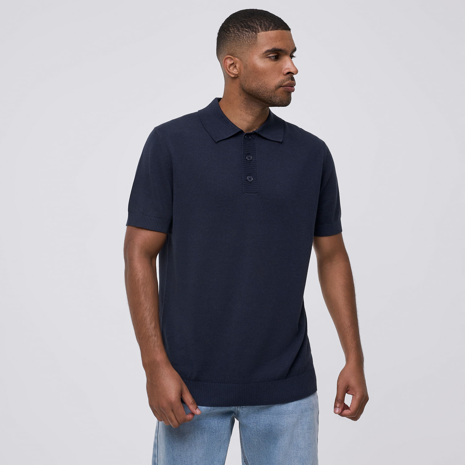 Polo Manga Corta Hombre Placket Rayas Malabar Azul Talla XL