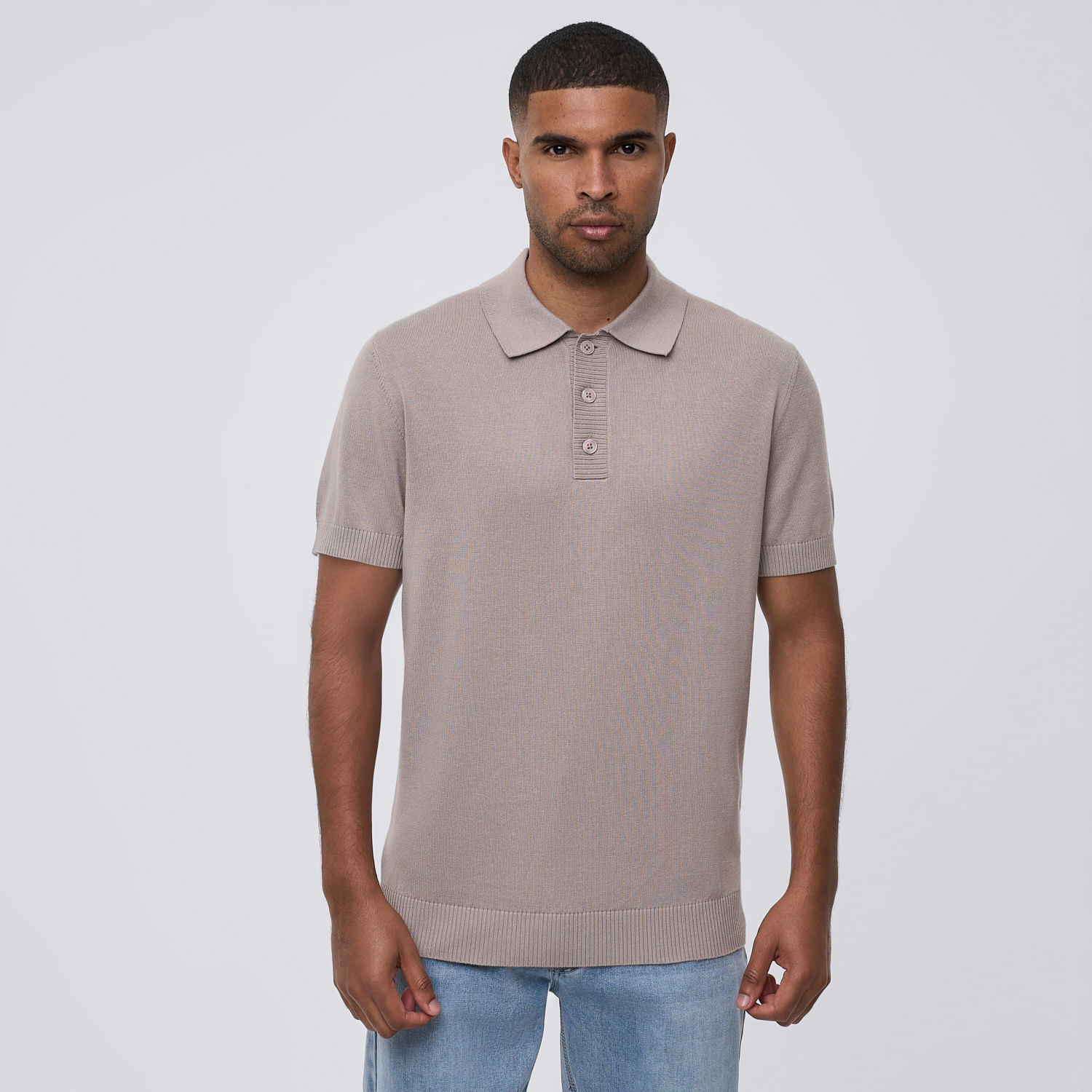 Polo Manga Corta Hombre Placket Rayas Malabar Beige Talla S