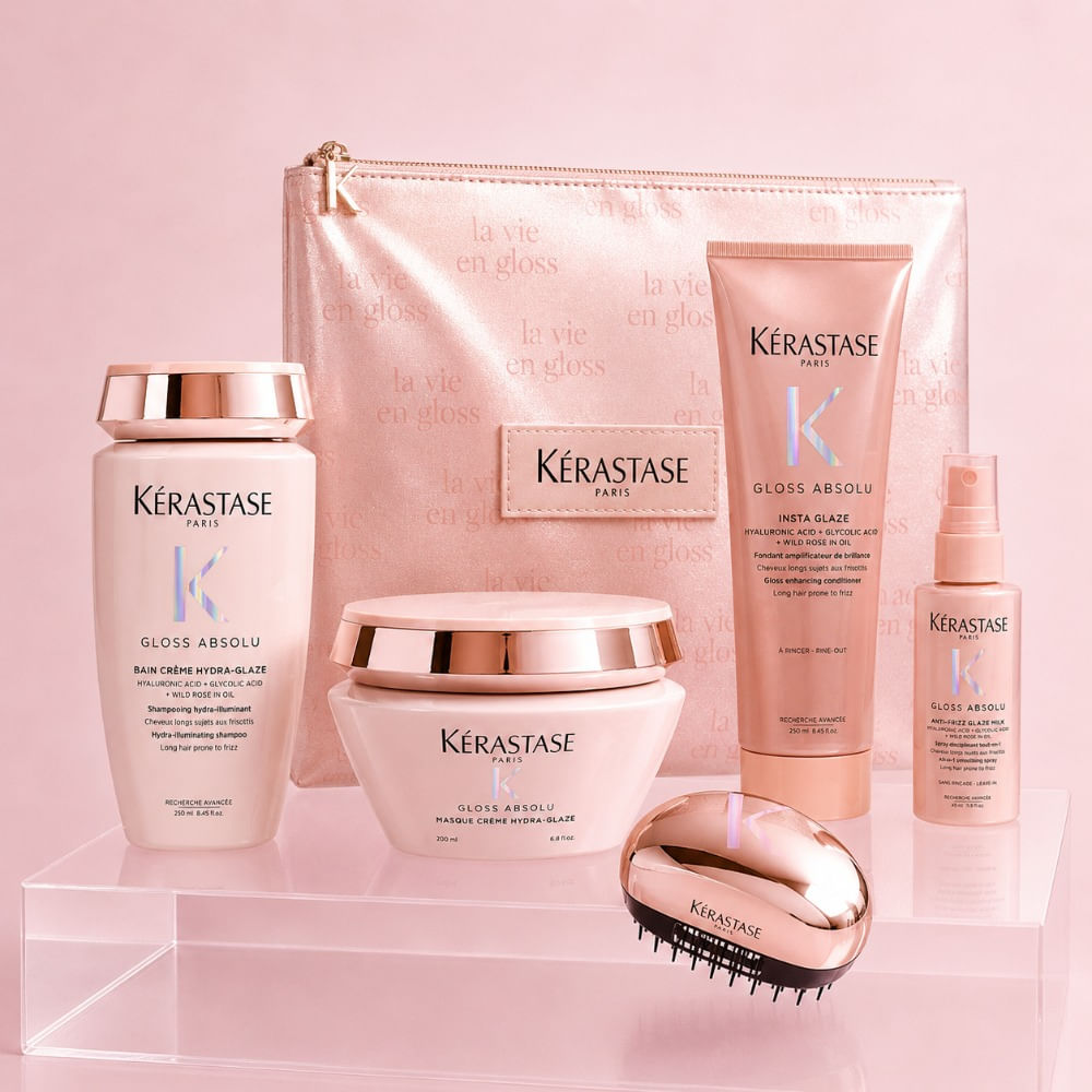 Kerastase gloss absolu pack 2 cabello con frizz shampoo 250 ml fondant 250 ml mascarilla 200 travel