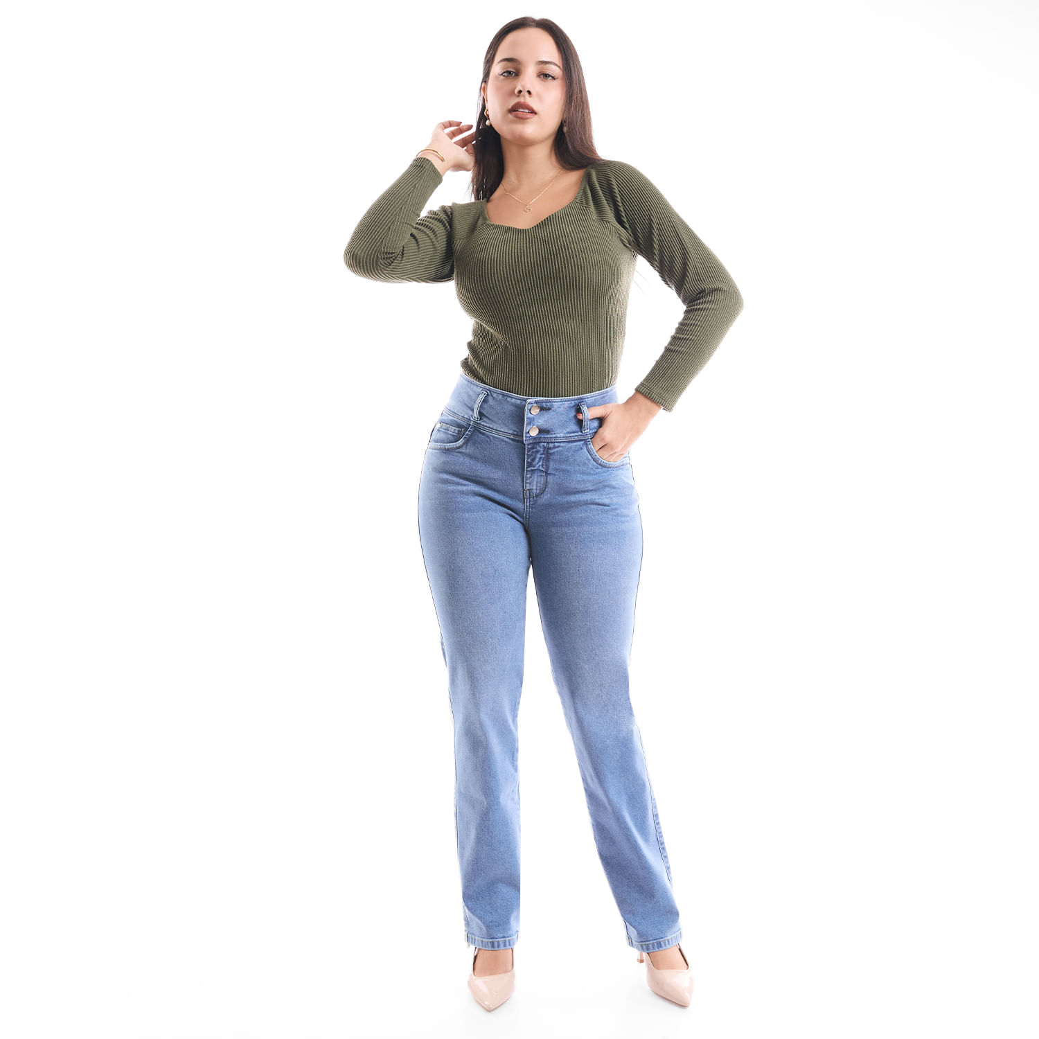 Jean Mujer Magaly Metal Recto Celeste Cielo 32