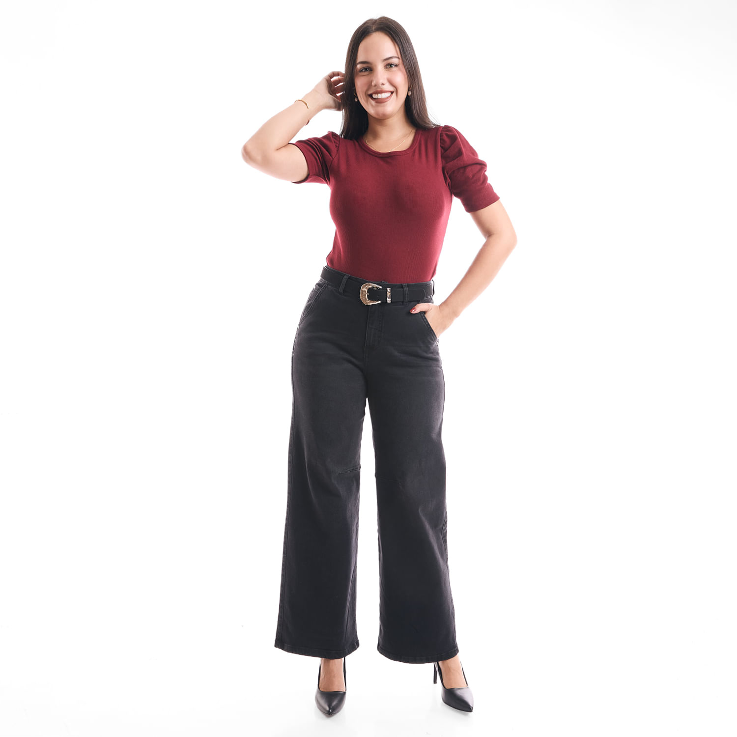 Jean Mujer Armandua Metal Wide Leg Negro 32