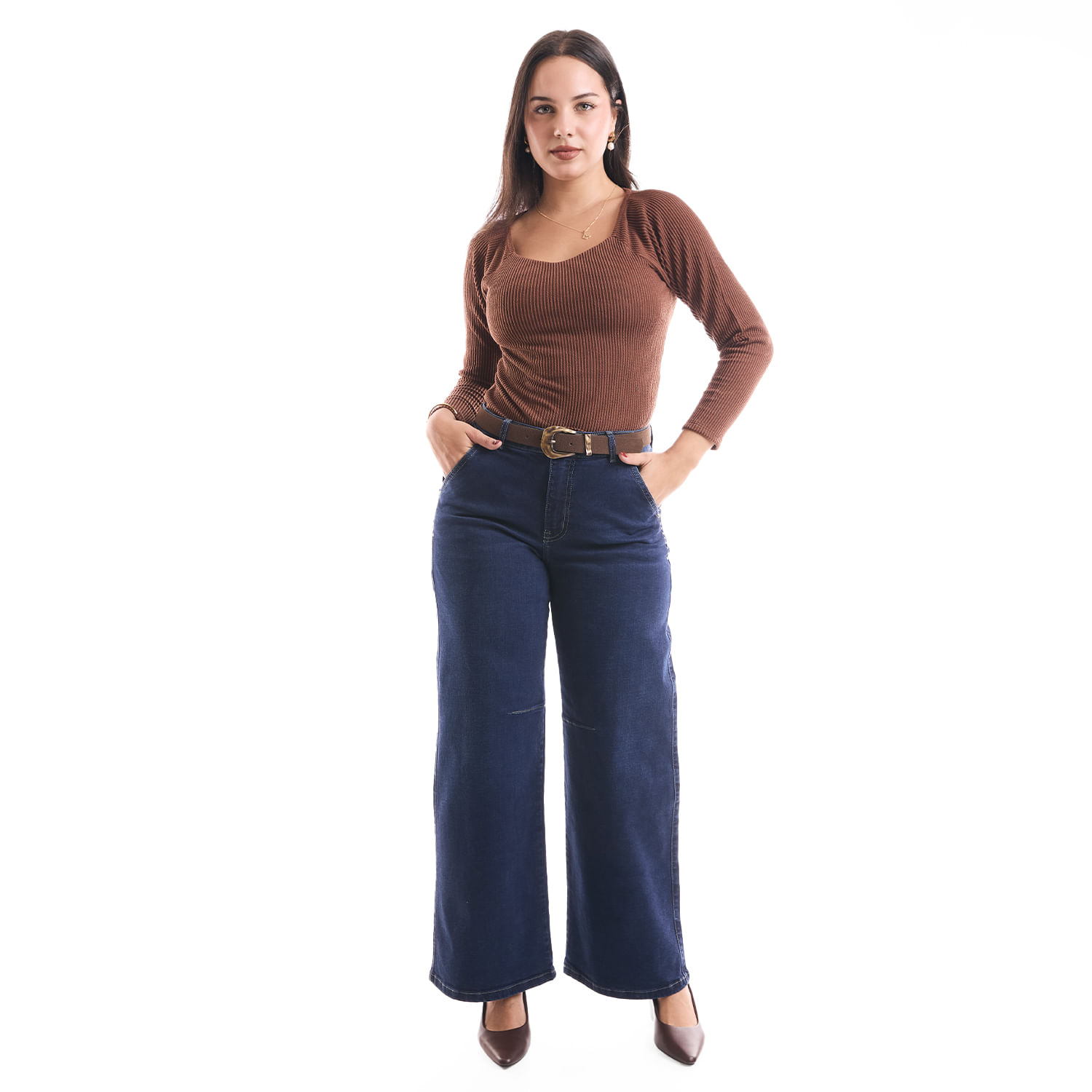 Jean Mujer Armandua Metal Wide Leg Azul Marino 32