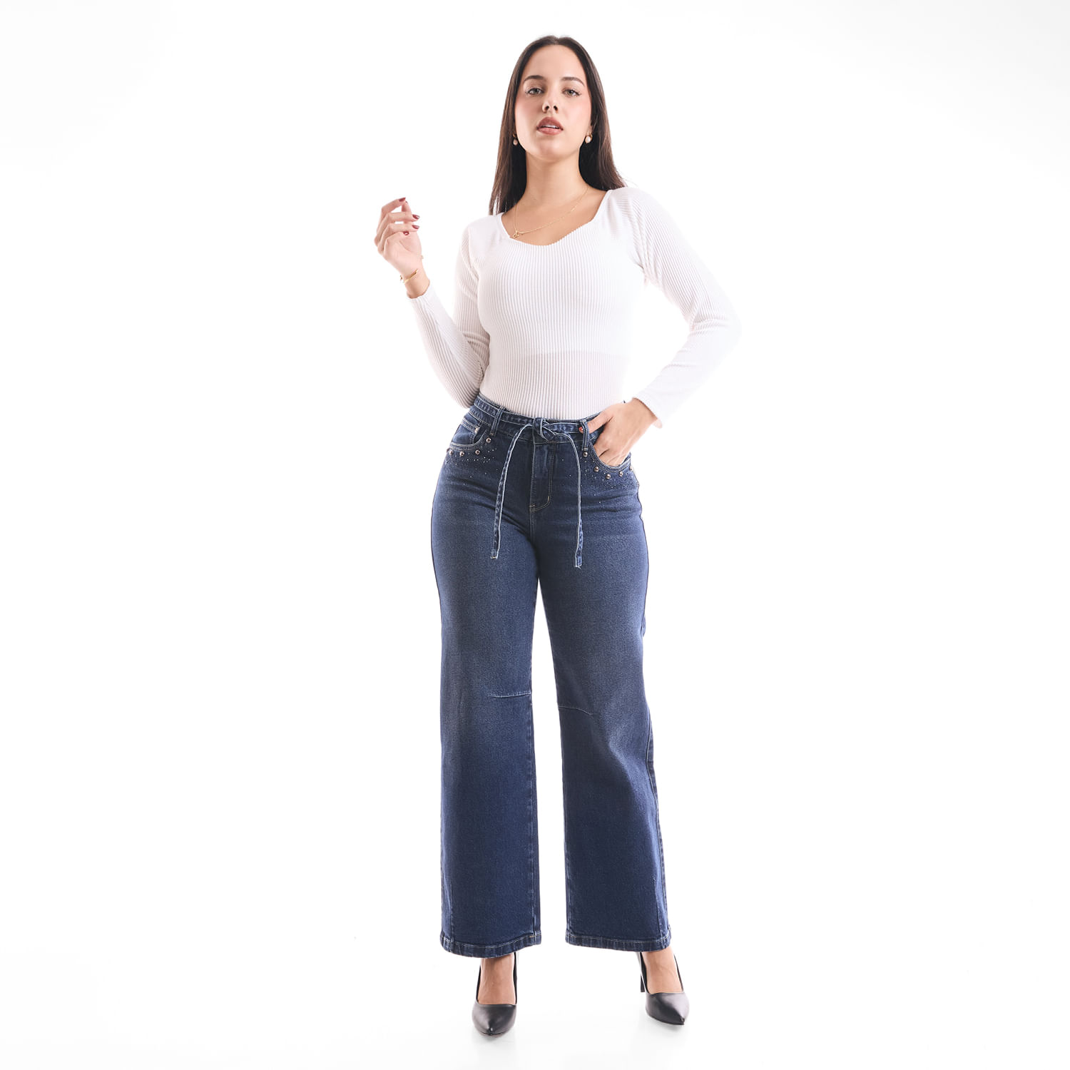 Jean Mujer Cenaida Metal Wide Leg Azul 30
