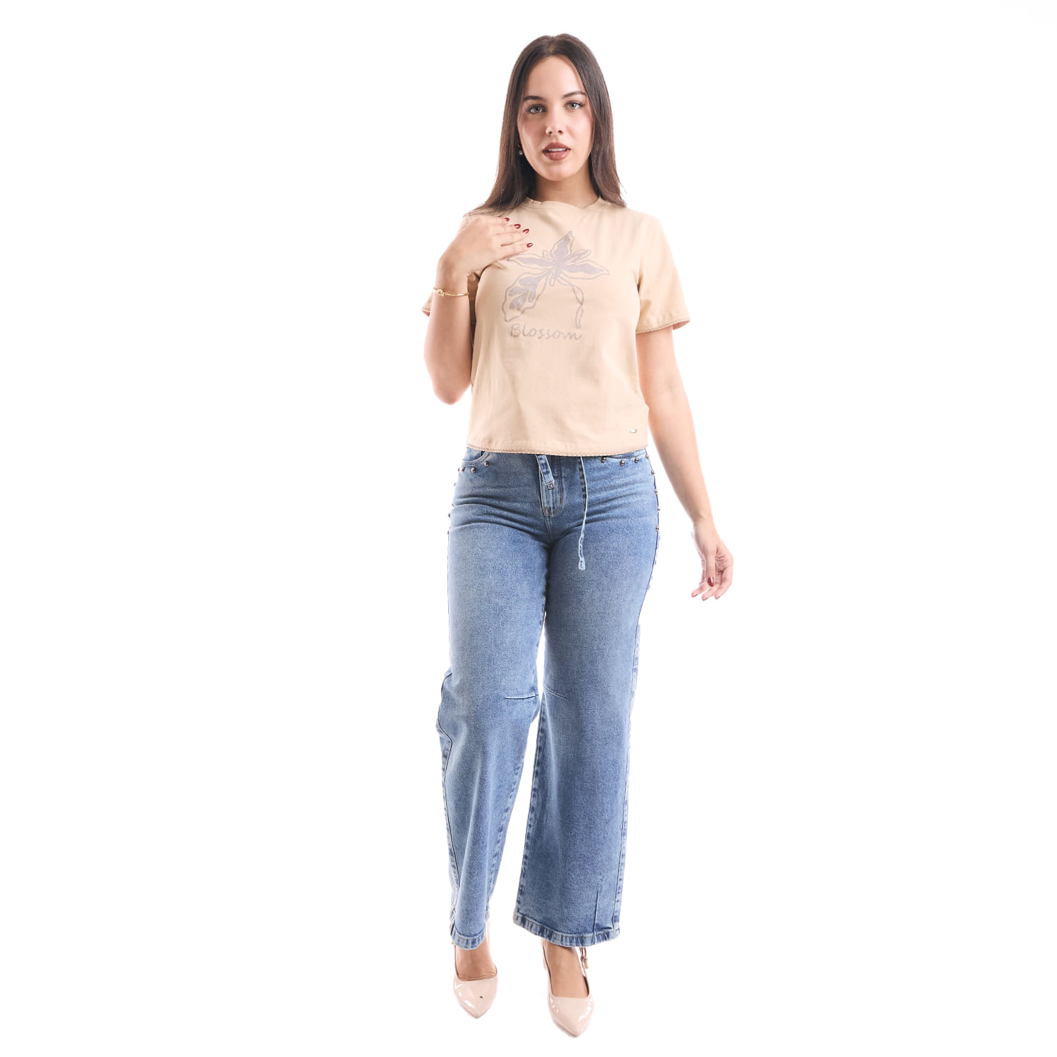 Jean Mujer Cenaida Metal Wide Leg Celeste Cielo 32