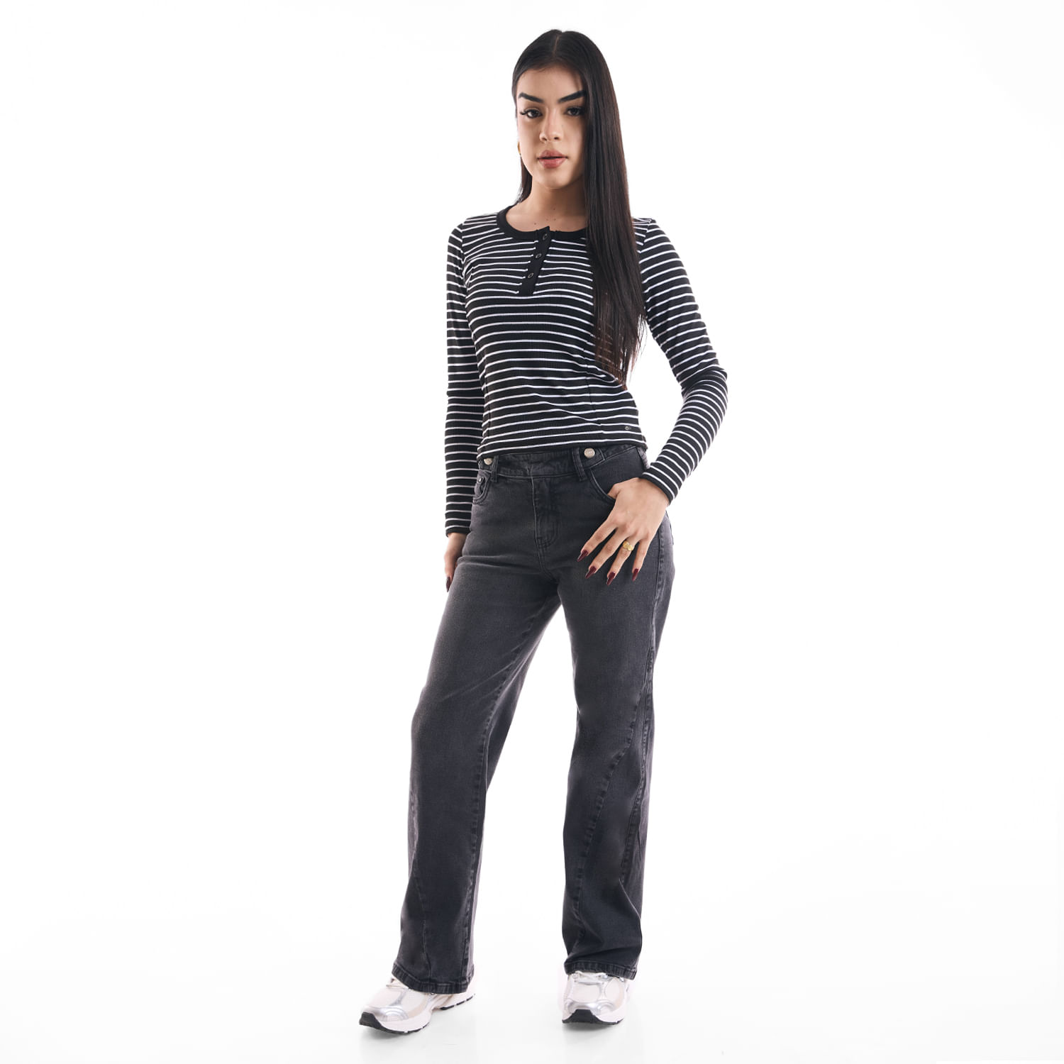 Jean Mujer Sasha Metal Straight Negro 30