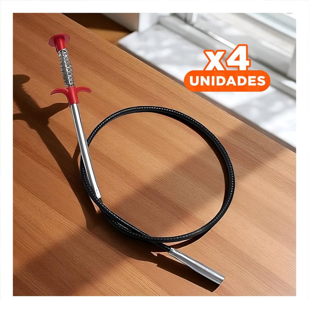 Pack4 Varilla para Limpieza Profunda de Conductos de Drenaje Negro YPapel Regalo