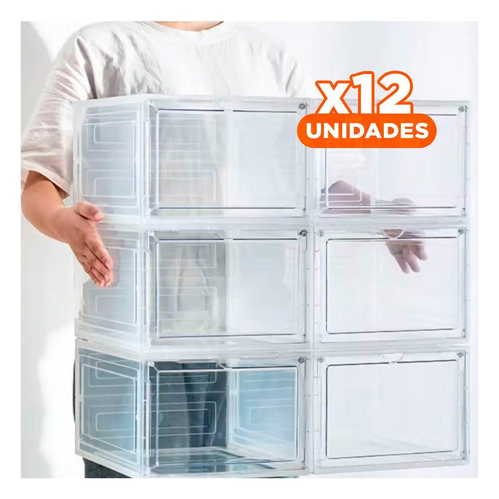 Pack12 Organizador Transparente Apilable para Zapatos en Casa Y Regalo Sticker