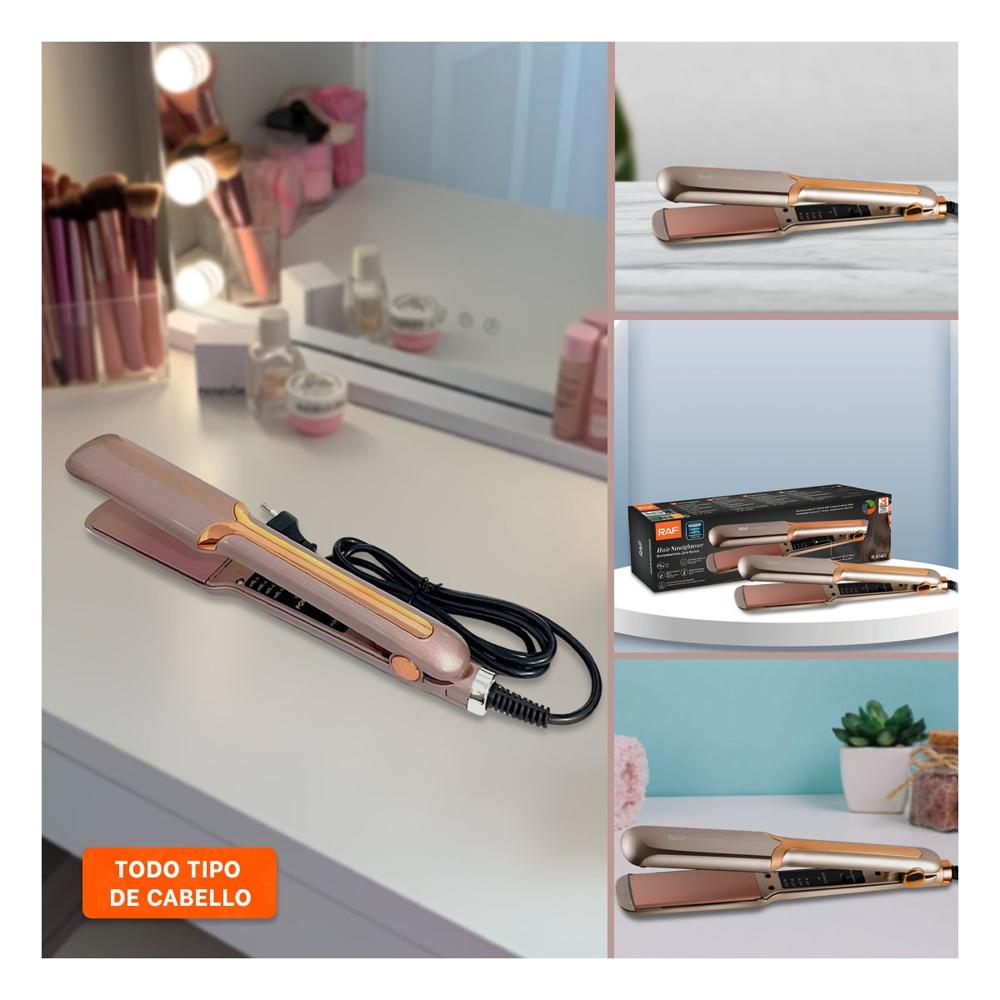 Plancha de Cabello Practica para Estilo Liso y Ondas Suaves Dorado YLigas Regalo