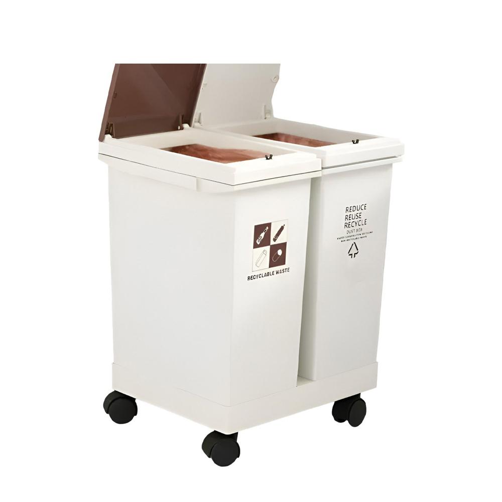 Recipiente de Basura Doble 40L para Separacion Domestica en Casa Y Regalo Sticker