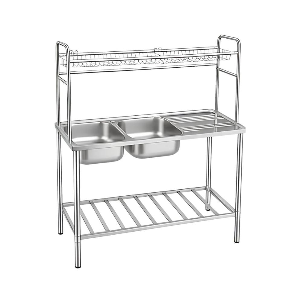 Lavadero de Cocina de Doble Poza con Escurridor en Acero Inoxidable