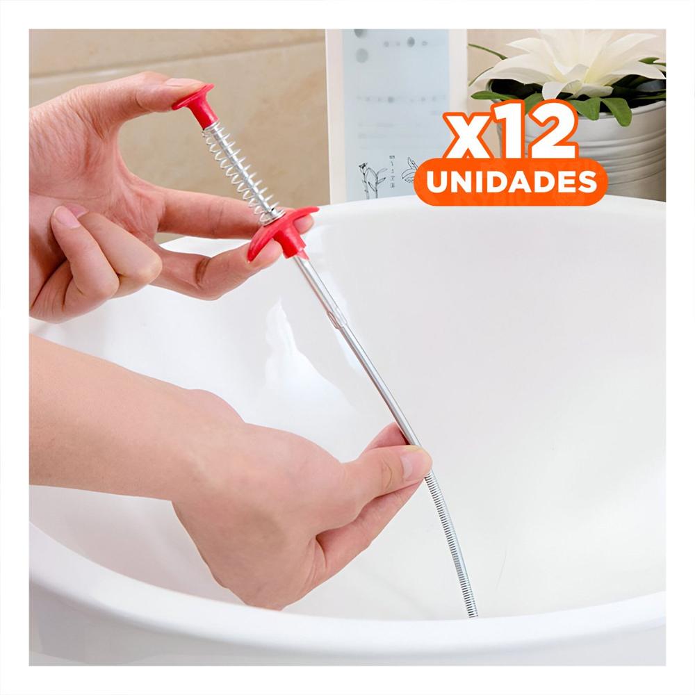 Pack12 Accesorio Desatorador Tipo Gancho para Limpieza de Tuberias Negro Hogar Y Papel Regalo