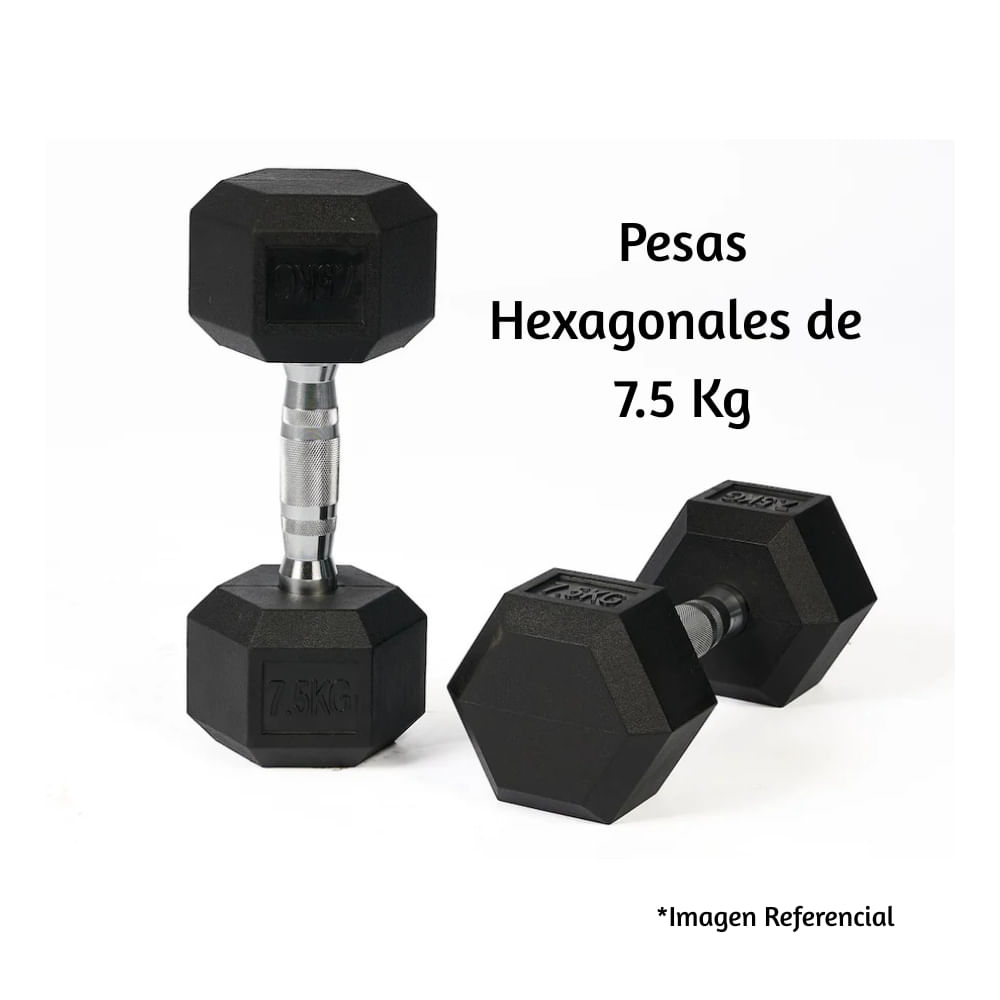 Par de Mancuernas Hexagonales de Caucho 7.5 Kg