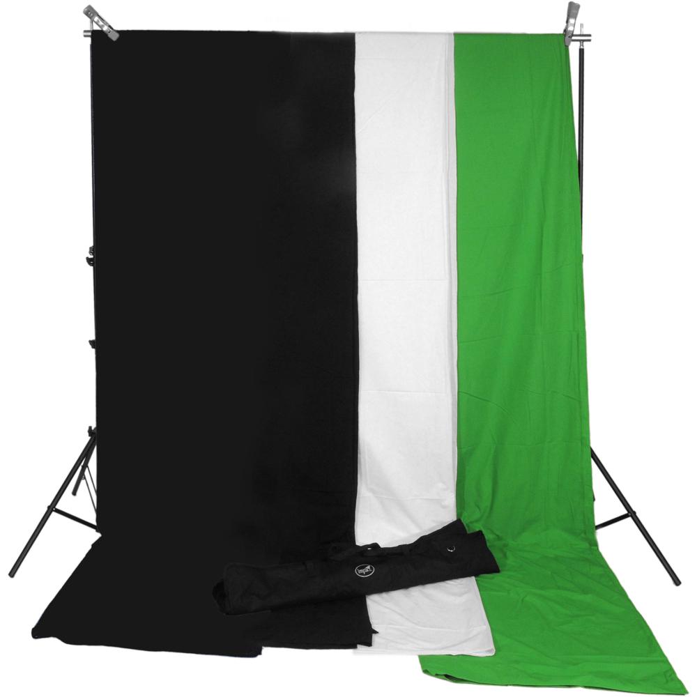 Impact Kit de Sistema de Fondo con Muselinas 10 x 12 pies negro blanco y verde Chroma