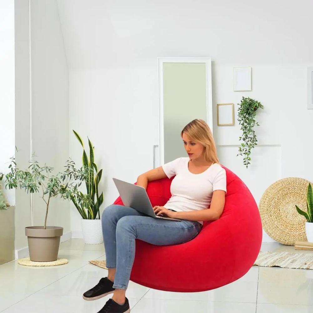 SOFA PUFF INFLABLE ROJO CON INFLADOR.