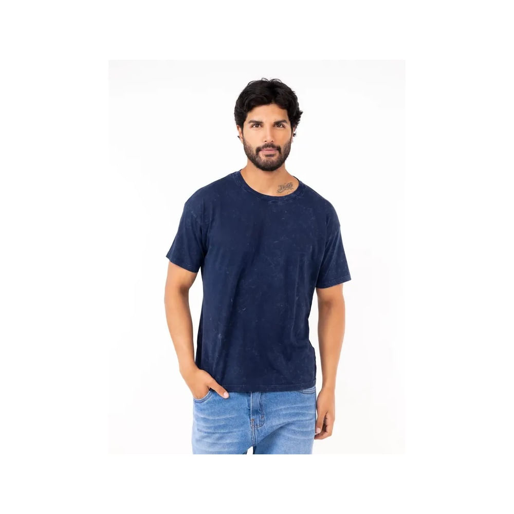 Polo manga corta- AcidWash-Azul S Azul Grafito