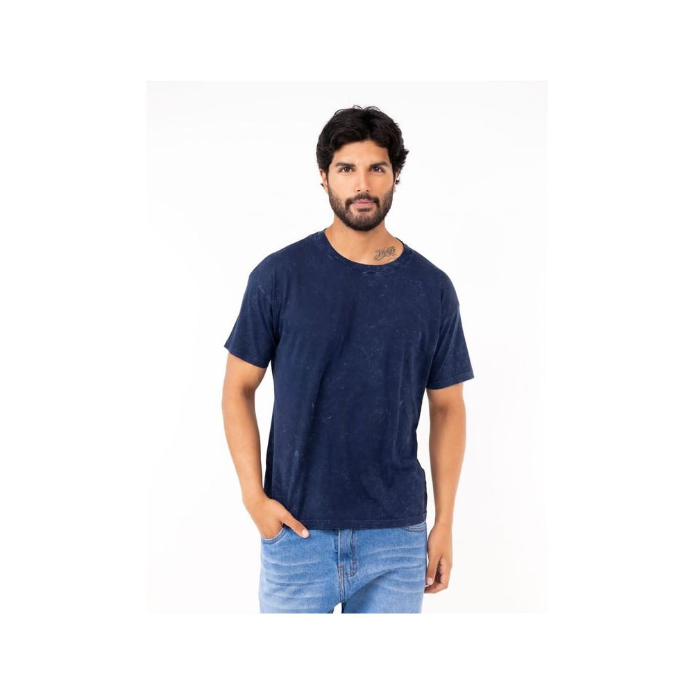 Polo manga corta- AcidWash-Azul M Azul Grafito