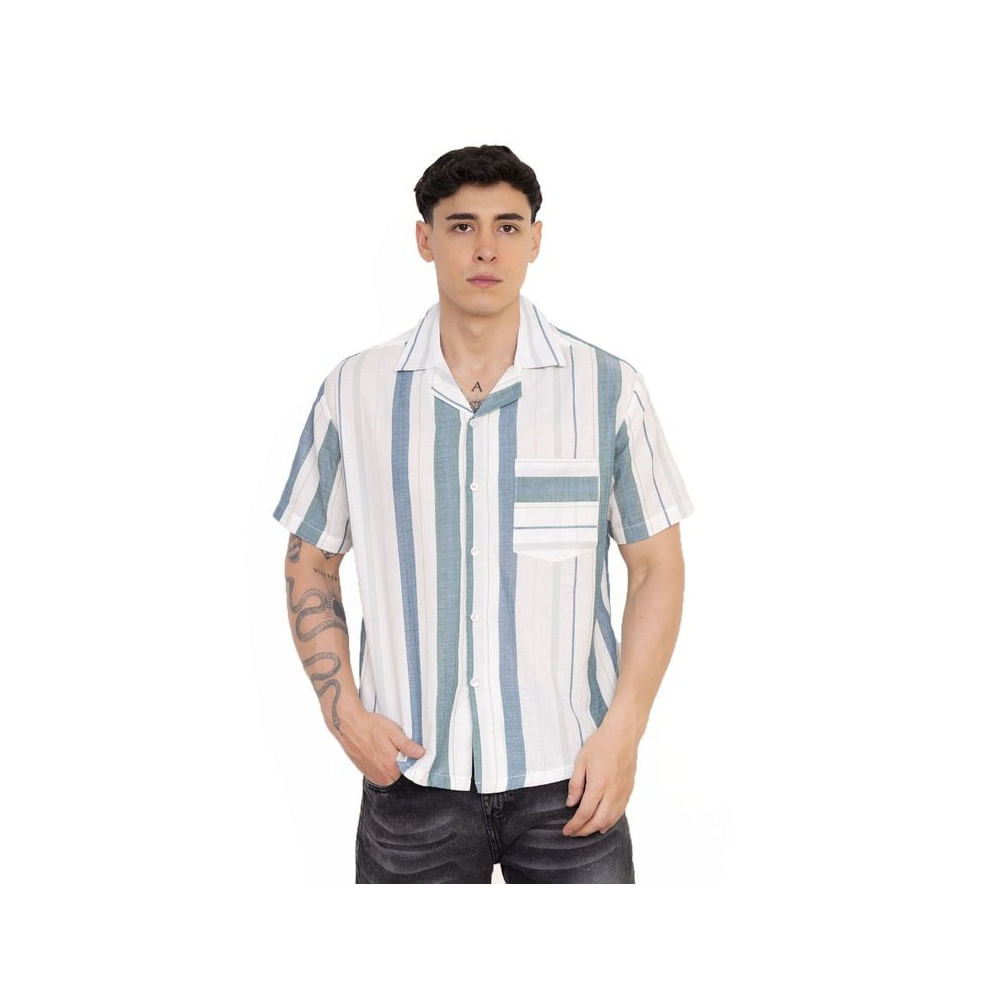 Camisas New Stars de Lino- Verde M Verde Cemento