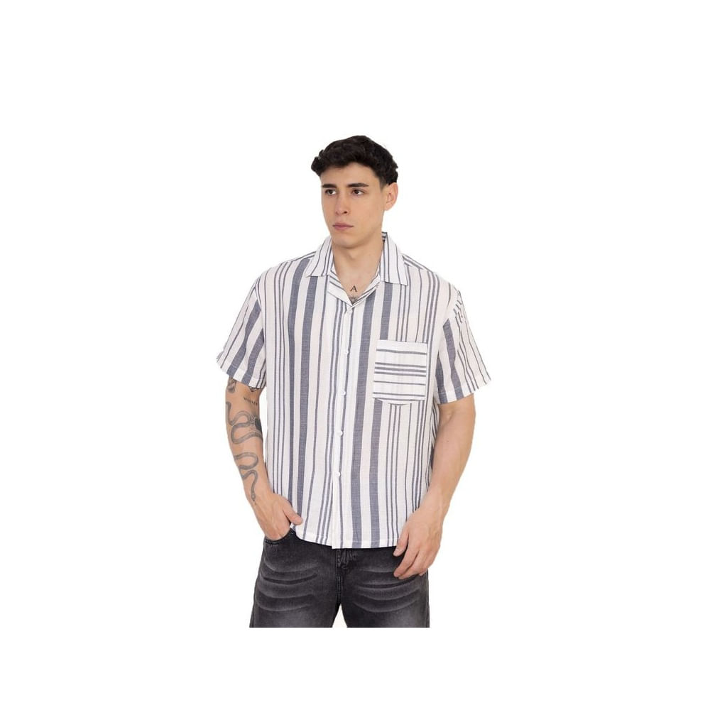Camisas New Stars de Lino-Gris M Gris