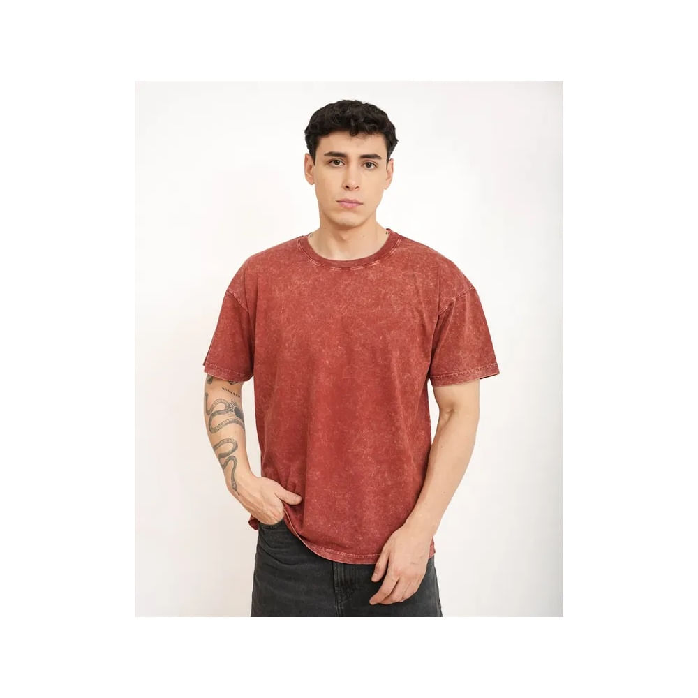 Polo manga corta- AcidWash-Rojo M Rojo