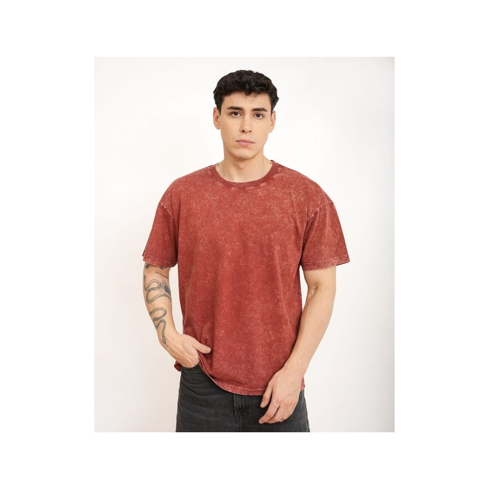 Polo manga corta- AcidWash-Rojo L Rojo