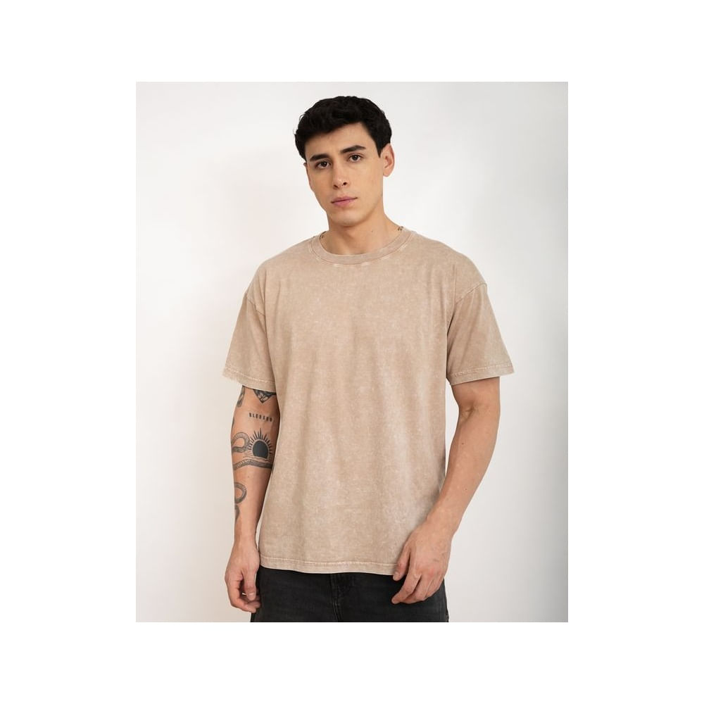 Polo manga corta- AcidWash-Beis M Beige