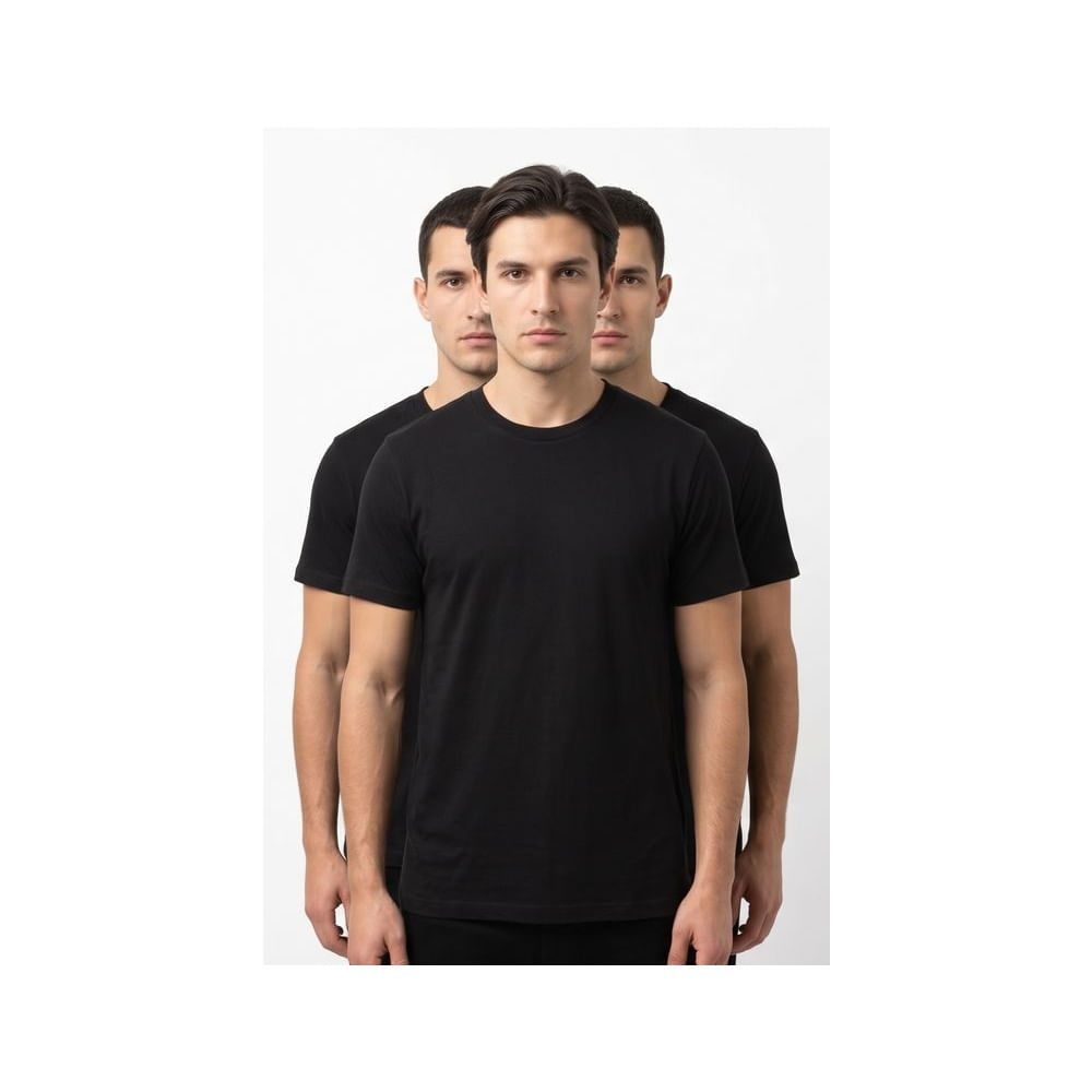 Pack 3 Polo Negro Basico - Polo Negro manga corta M Negro