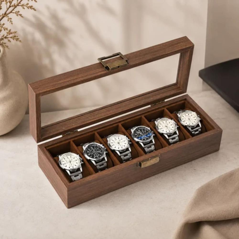 Porta Relojes de 6 Divisiones con Tapa Transparente K769  8046902