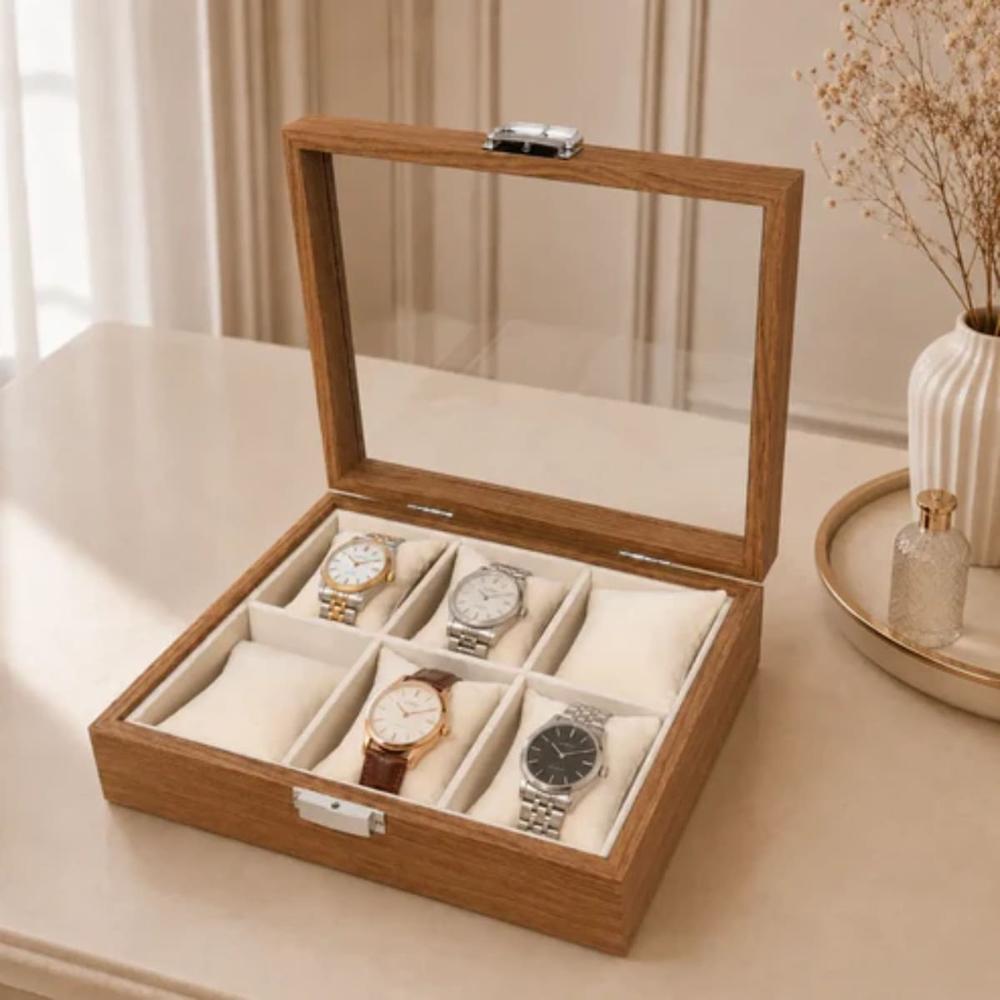 Porta Relojes de 6 Divisiones con Tapa Transparente K775  8047502