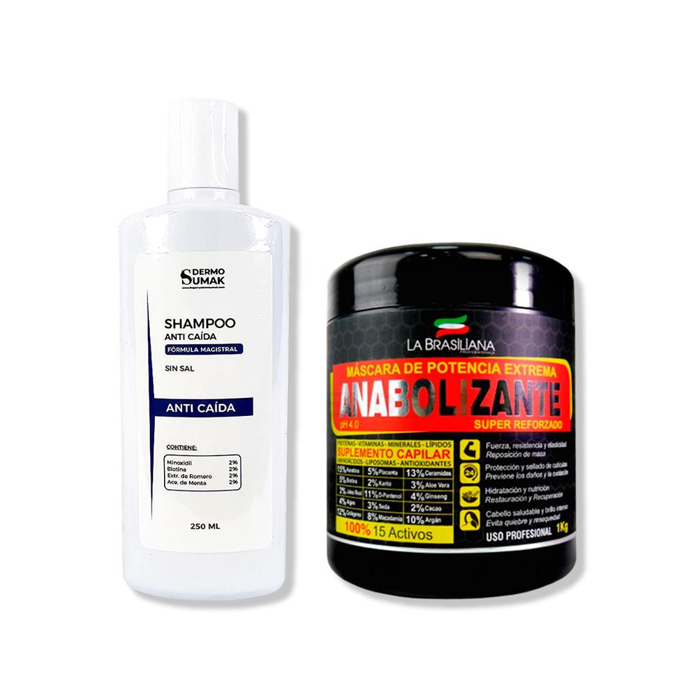 Shampoo Anticaida Sin Sal 250ml + Mascara Anabolizante Capilar 1Kg
