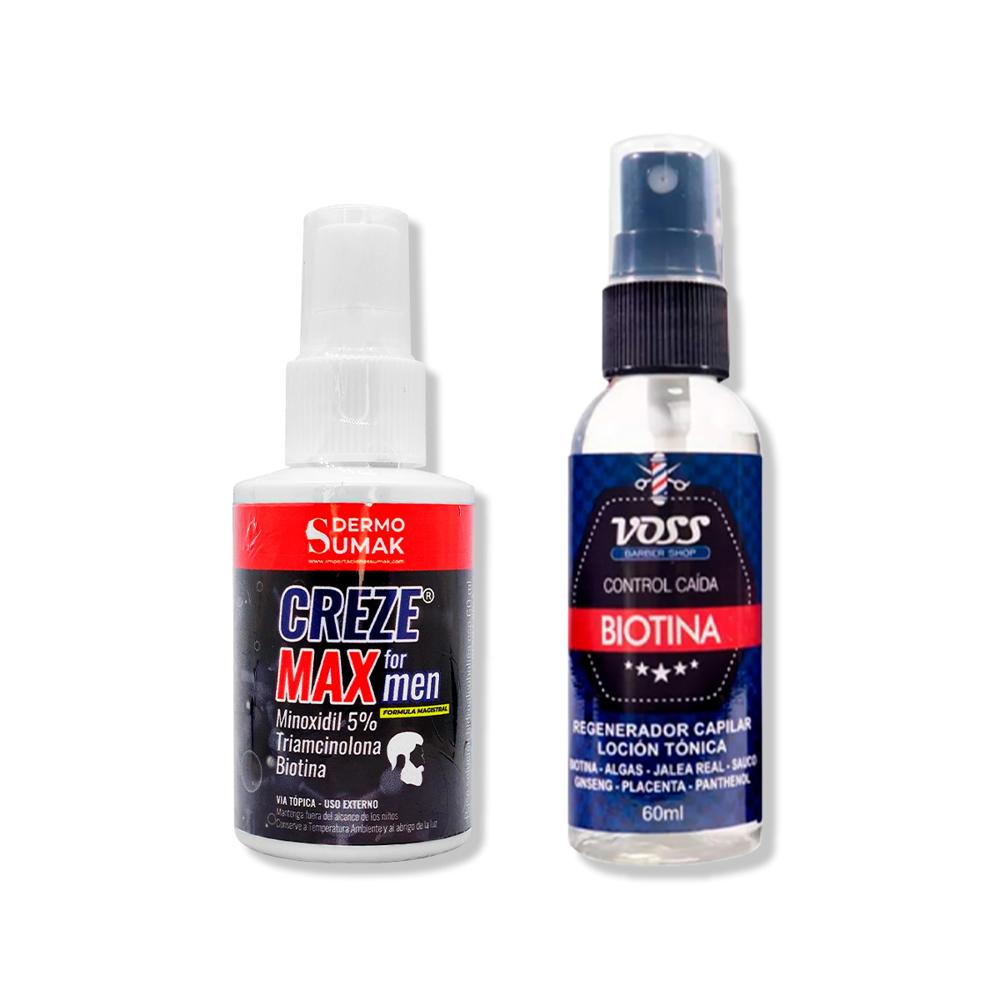 Locion Creze Max Formen 60ml + Biotina Control De Caida Voss 60ml