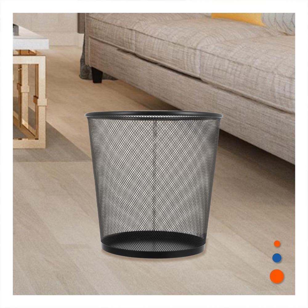 Deposito de basura circular malla metalica negro para hogar cocina y oficina Y Notas