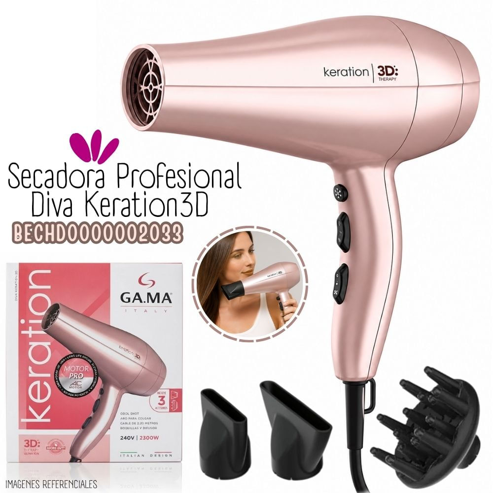 Secadora de Cabello Profesional Gama Keration Diva 3D