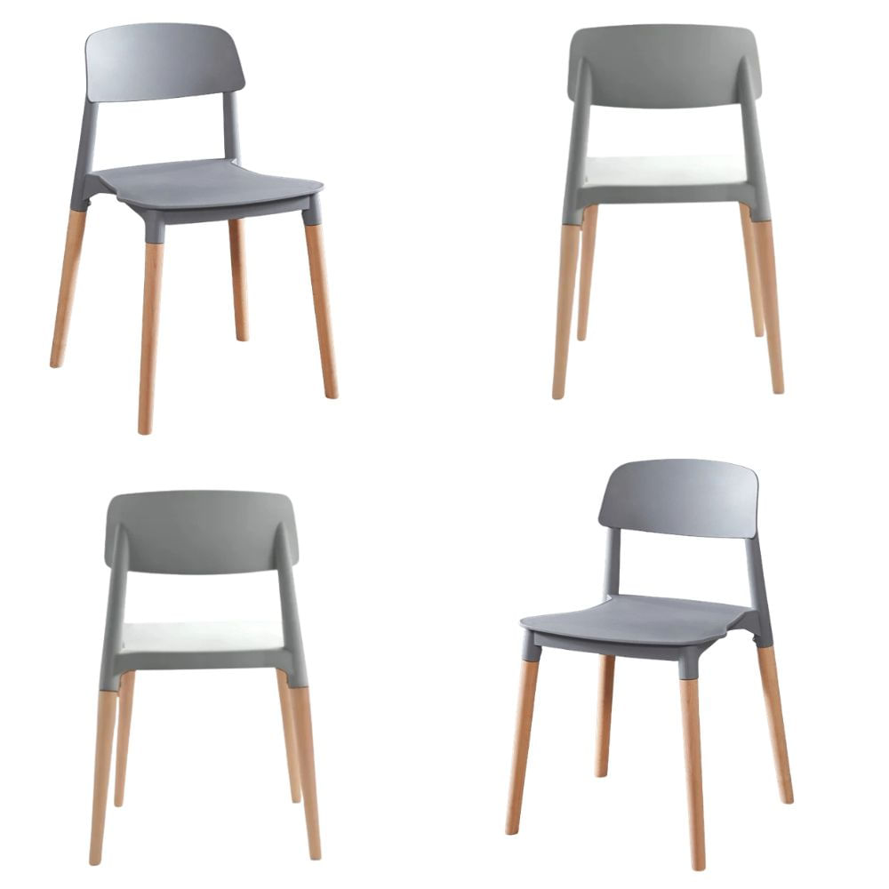 Silla con Respaldo Modelo Millan Color Gris Pack x4