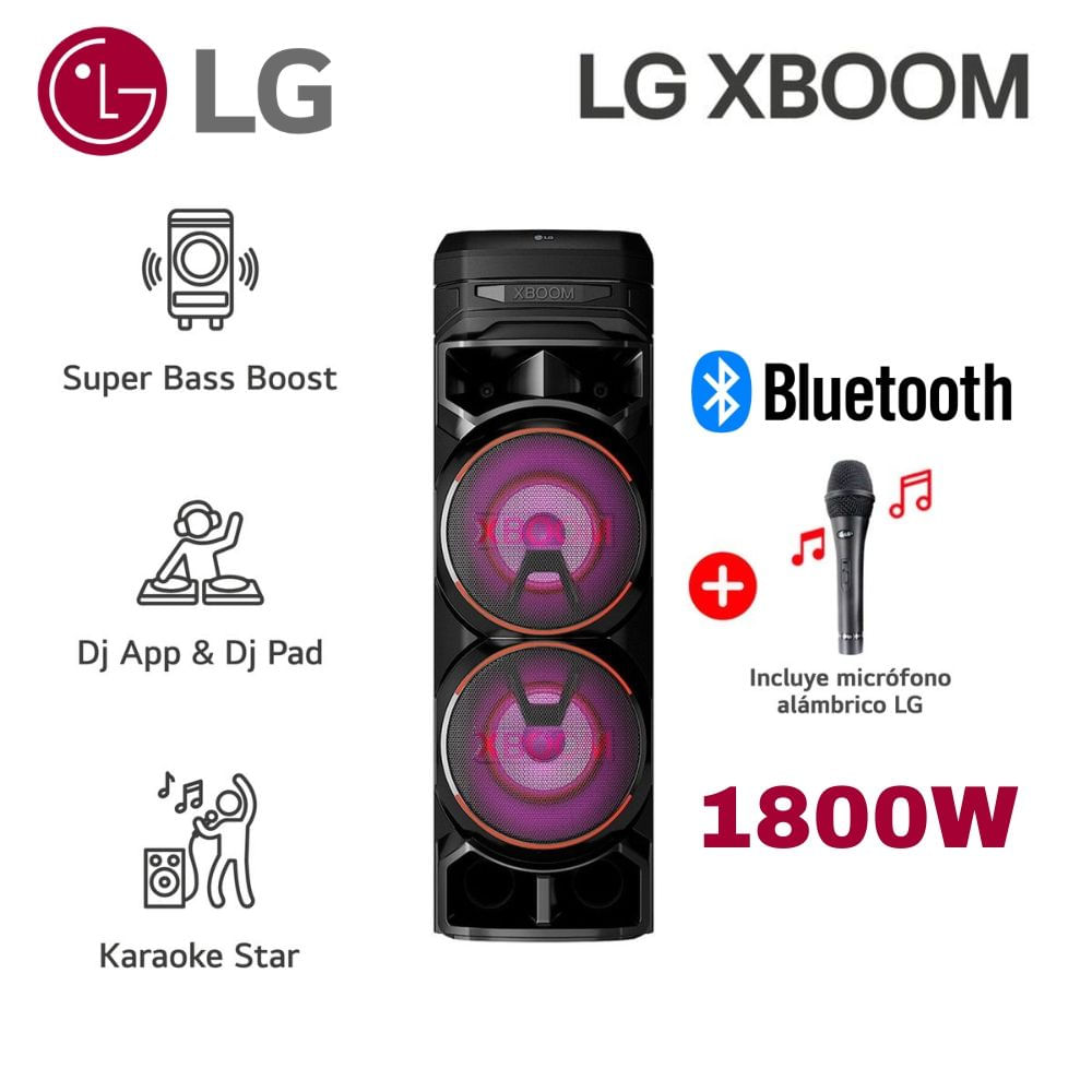 TORRE DE SONIDO LG XBOOM RNC9 BLUETOOTH KARAOKE CON ILUMINACIÓN LED MAS MICROFONO